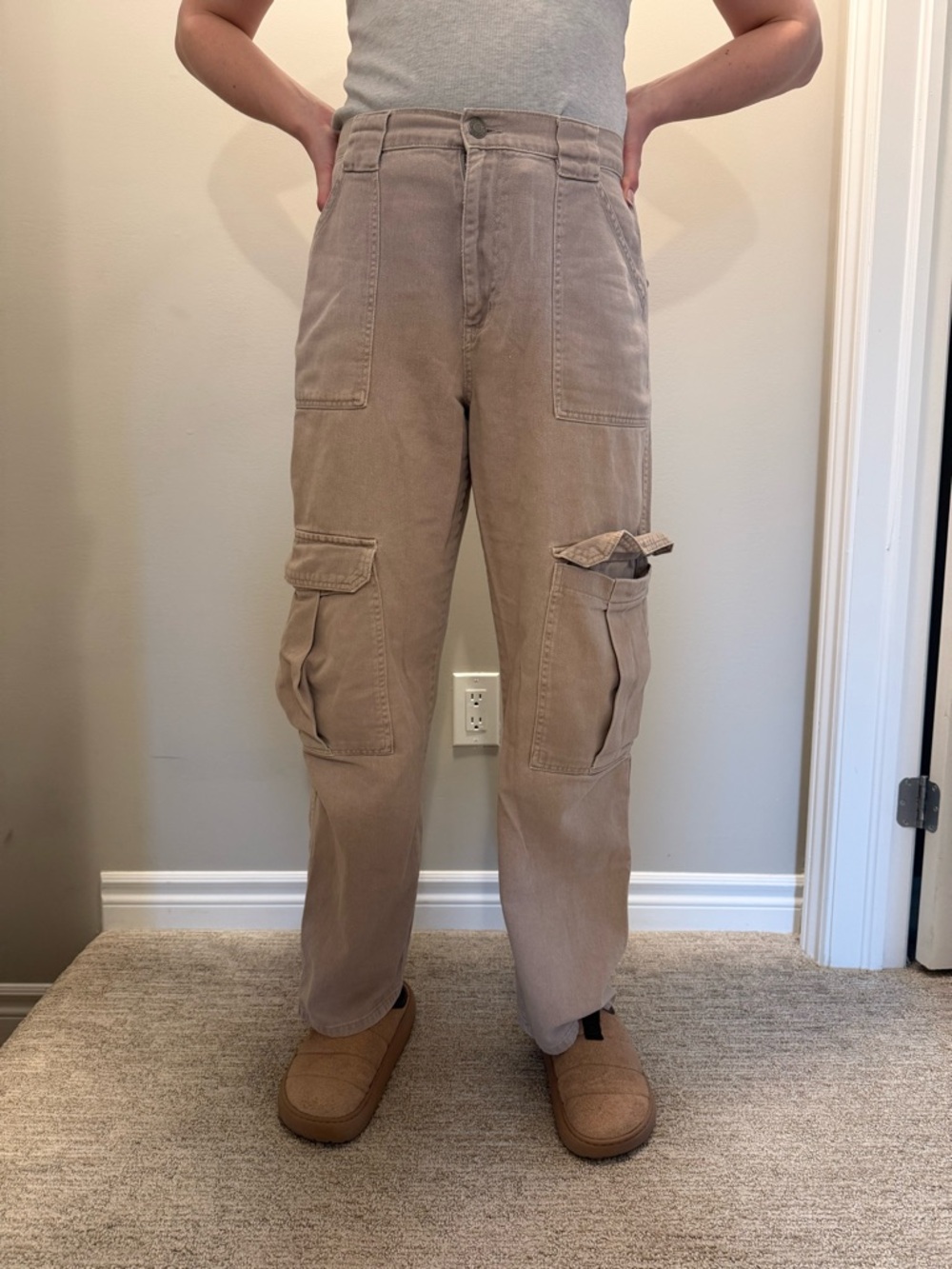 Garage Men's Taupe Cargo Pants with Utility Pockets
